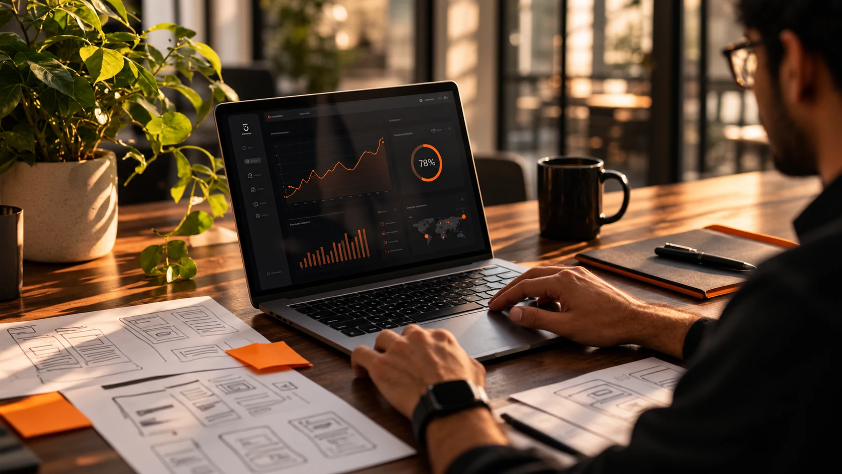 Laptop and design tools on a working desk